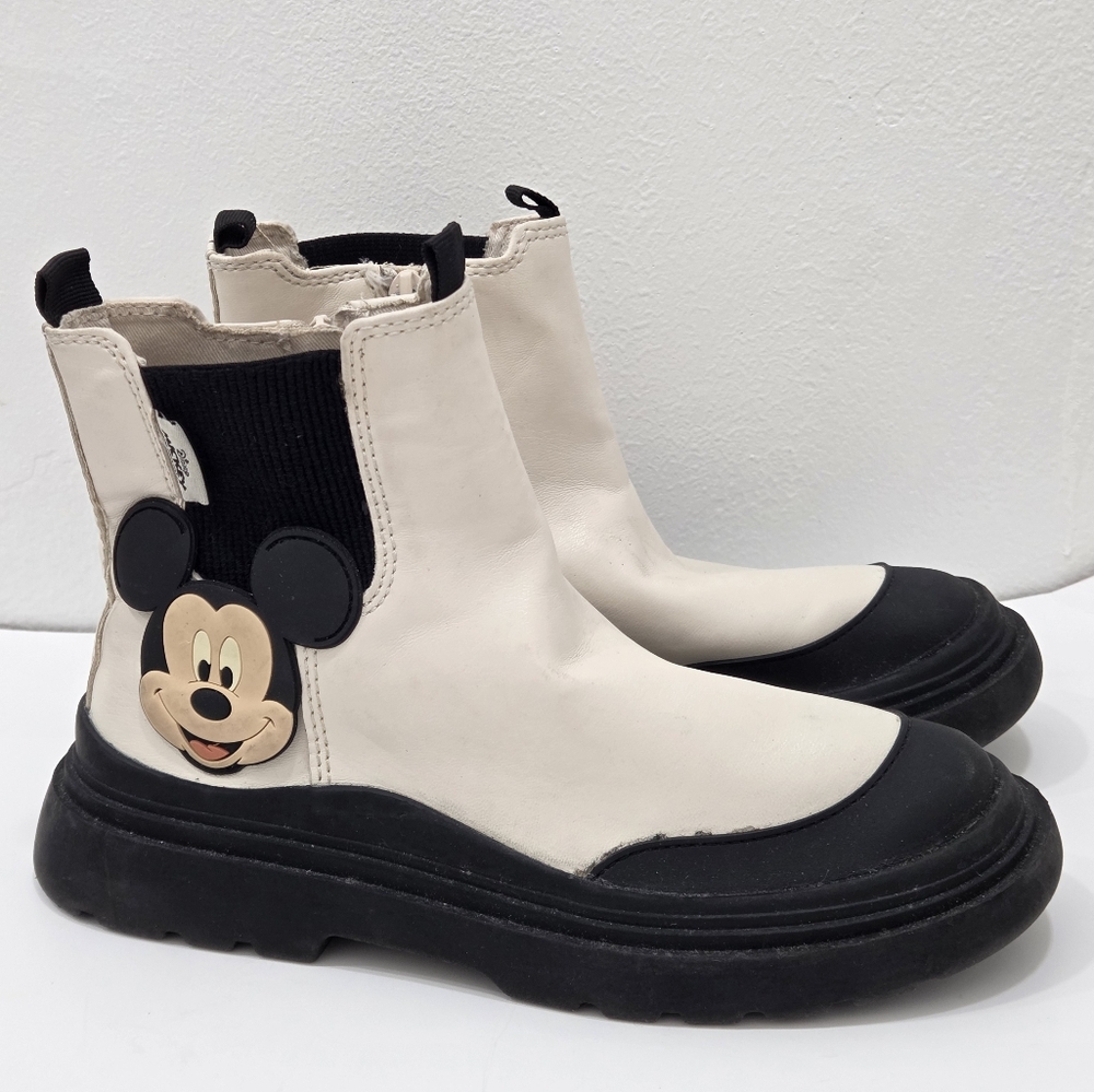 Zara Mickey Mouse Boots Side Zip Platform Lug Sole Size EU 36/US 5.5 Women's - Picture 4 of 15